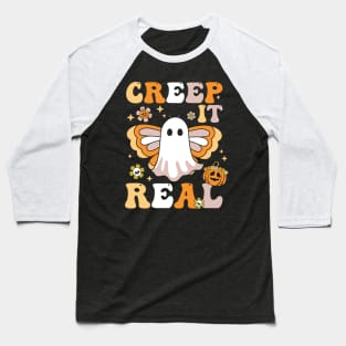 Creep it real funny hippie ghost Halloween matching family costume Baseball T-Shirt